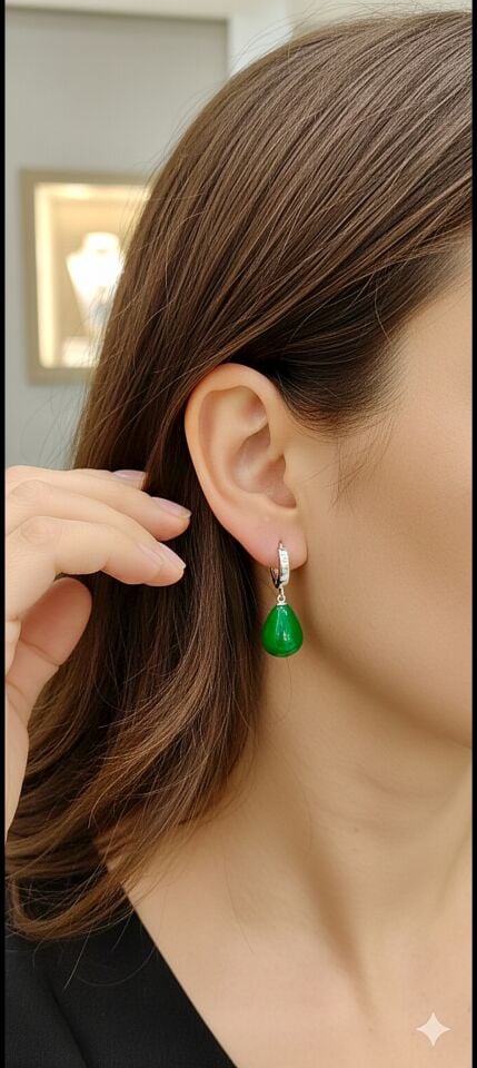 Yeşim Taşlı Damla Küpe