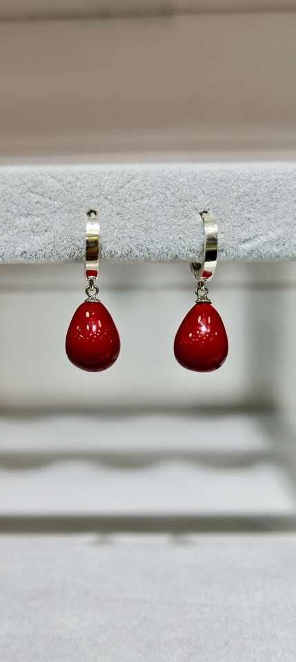 Mercan Renk Damla Küpe