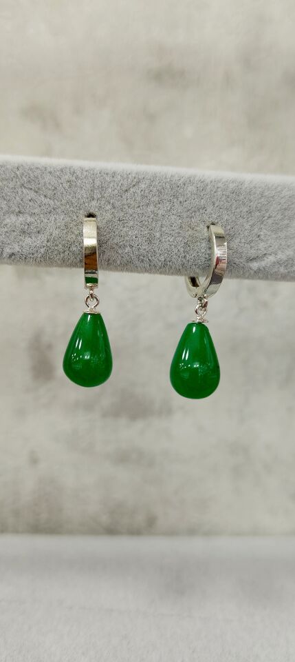 Yeşim Taşlı Küçük Damla Küpe