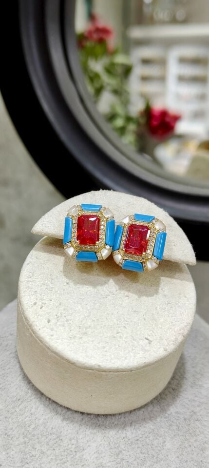 Mineli Küpe Ruby Gold