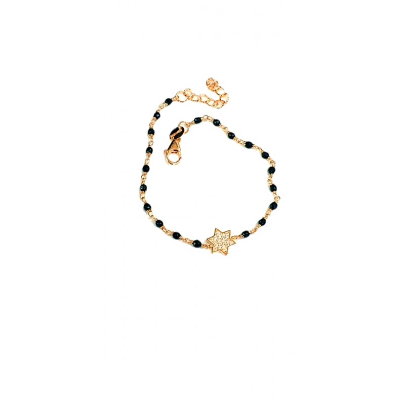 Yıldız Siyah Mineli Bileklik 