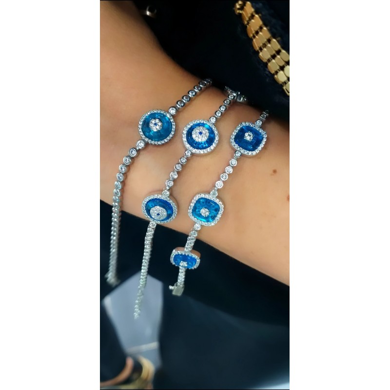 3 LÜ CAMGÖZ BİLEKLİK TURKUAZ ZİNCİRLİ 