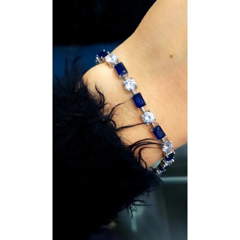 Safir Renkli Tek Taşlı Bileklik 