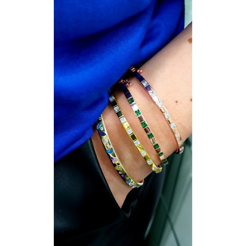 Kelepçe Beyaz Taşlı Rose