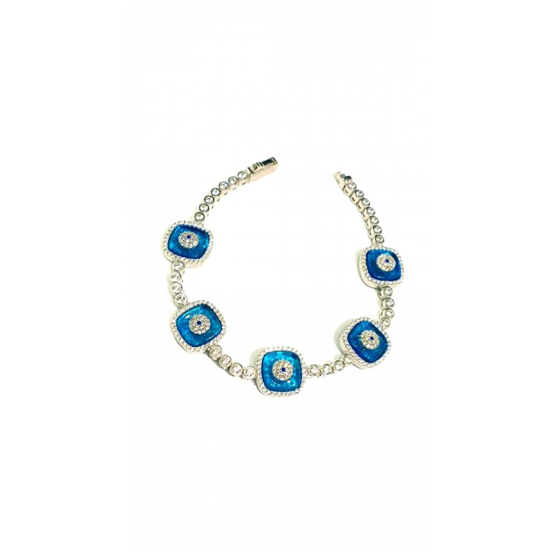 5 Lİ KARE TURKUAZ CAMGÖZ BİLEKLİK