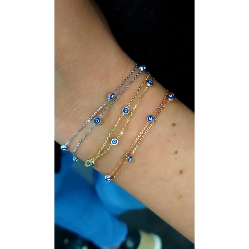 Nazar Boncuklu 2 Zincirli Bileklik Rose 