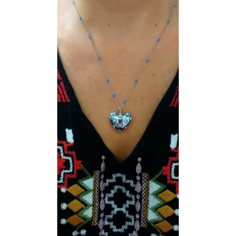 KALP KOLYE NAZAR BONCUKLU BEYAZ 