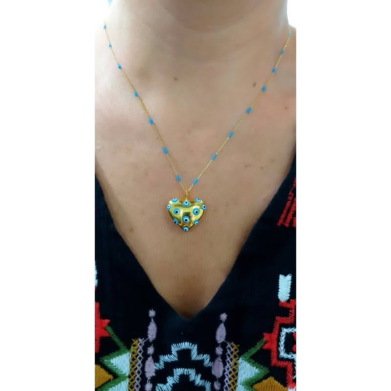 KALP KOLYE NAZAR BONCUKLU GOLD 