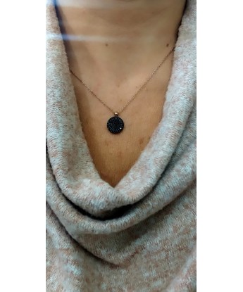 İÇİ DOLU KOLYE SİYAH TAŞLI 