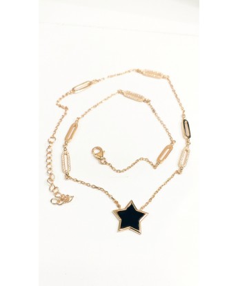 YILDIZ KOLYE SİYAH TAŞLI 