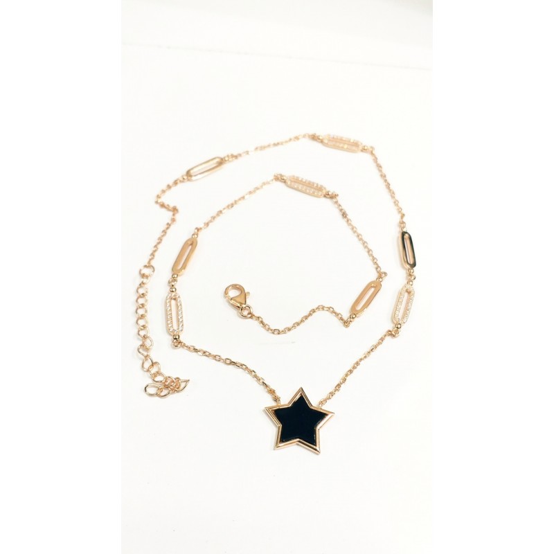 YILDIZ KOLYE SİYAH TAŞLI 