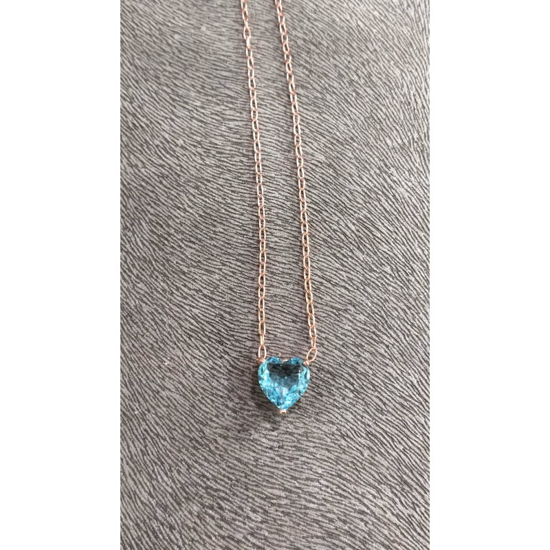 AKUAMARİN KALP KOLYE