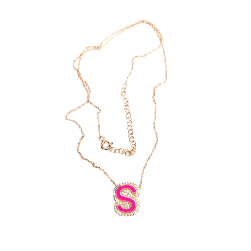 Pembe Mineli Harf Kolye