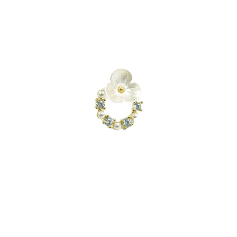 Flower Earrings with Tiny Pearl Stone