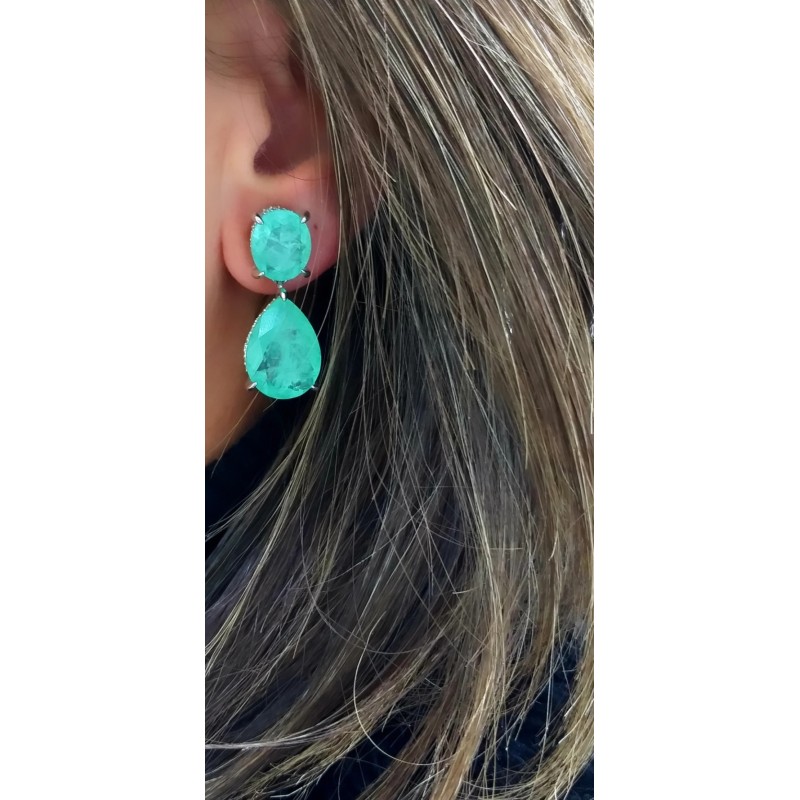Paraiba Çağla Küpe Sarkık Damla 