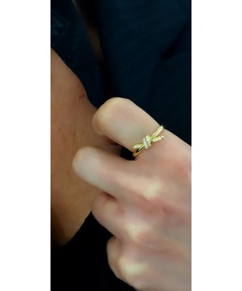 Brand T Ring Knot Stone Fine Gold 
